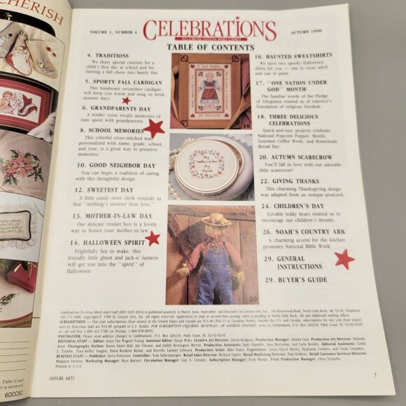Leisure Arts Celebrations To Cross Stitch and Craft Pattern Book Autumn 1990 - Picture 3 of 8